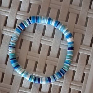 Blue and White Clay Beaded Bracelet